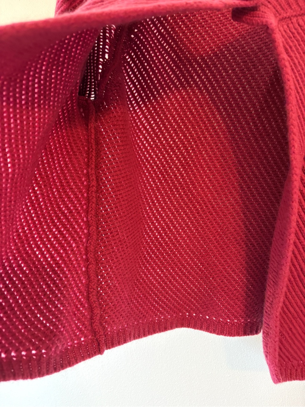 MaxMara Cropped Ribbed Cardigan Burgundy One Button Wool Size L - Picture 7 of 9